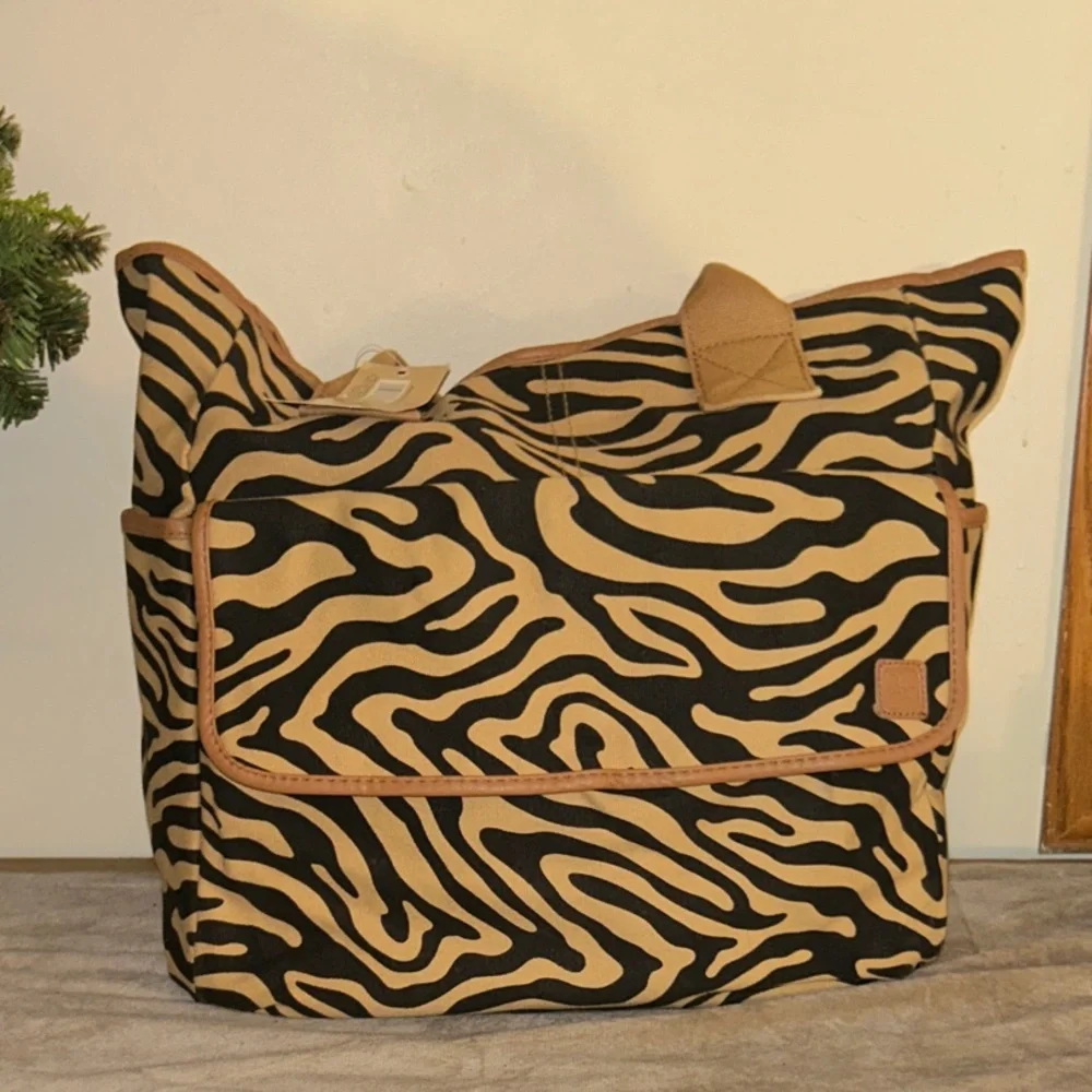 Large Zebra Canvas Craft Tote Bag NWT‎